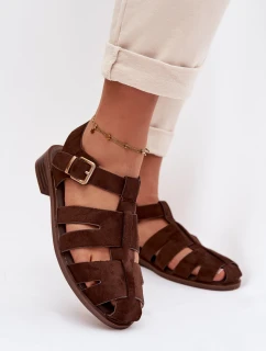 Dámské sandály Římské s zlatým přezkou Čokoládové Janessa