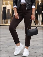 Dámske džínsy s opaskom, strih mom fit, hnedé, FashionStreet UY3127 Dámske džínsy s opaskom, strih mom fit, hnedé, FashionStreet UY3127