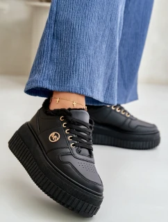 Sneakersy Buty Sportowe Damskie Ocieplane Na Masywnej Podeszwie Czarne Verissha