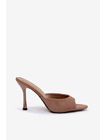 Sandále z imitácie semišu na ihlovom podpätku Khaki Cherryssa Sandále z imitácie semišu na ihlovom podpätku Khaki Cherryssa