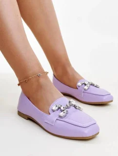 Dámske mokasíny s ozdobnou prackou M615 Purple light purple - Wellspring