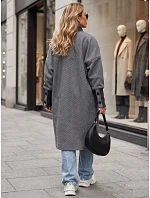 Dlhý dámsky kabát s gombíkmi, čierny, FashionStreet NY0778 Dlhý dámsky kabát s gombíkmi, čierny, FashionStreet NY0778