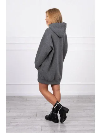 Zateplená mikina s vyšitým nápisom oversize graphite Zateplená mikina s vyšitým nápisom oversize graphite