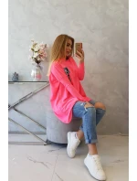Oversize mikina s asymetrickými bokmi ružová neónová Oversize mikina s asymetrickými bokmi ružová neónová