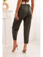 Letné nohavice Punto so zapínaním na gombíky tmavá khaki