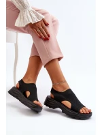 Sportowe Sandały Damskie Na Grubej Podeszwie Czarne Deinaleia