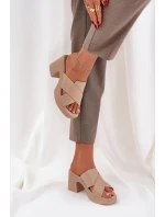 Lekkie Klapki Na Słupku Z Eko Skóry Jasnobeżowe Kacaria