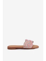 Zdobené dámské ploché nazouváky růžové Dovima