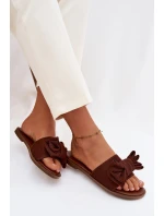 Dámské ploché sandály s mašlí Hnědé Amivelle