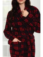 Dámsky župan 9105 červené káro - CoCoon