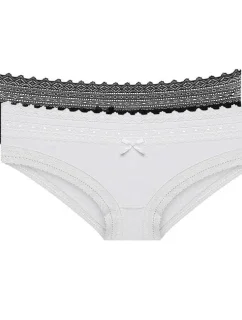 Dámske bavlnené nohavičky s čipkou 2 ks DIM SEXY FASHION SLIP 2x - DIM - čierna