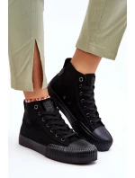 Damskie Wysokie Trampki Materiałowe Big Star LL274444 Czarne