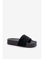 Damskie Klapki Na Platformie Zamszowe Big Star NN274A670 Czarne