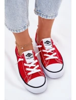 Materiałowe Trampki Damskie Lee Cooper LCW-25-02-3298L Czerwone