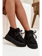 Śniegowce Damskie Na Platformie Z Futerkiem Czarne Florivelle