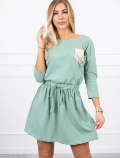 Šaty s flitrovým vreckom tmavá mentolová