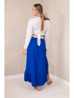 Sukňa s dlhším zadným dielom v chrpovo modrej farbe
