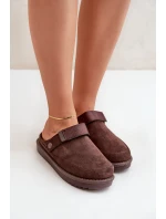 Ocieplane Kapcie Damskie Na Platformie Czekoladowe Neliel