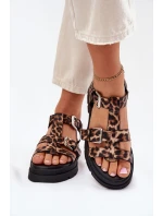 Sandały Damskie Eko Skórzane Z Klamrami Panterka Jeneliena