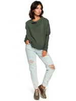 B094 Oversized top s výstrihom do V na chrbte - vojensky zelený B094 Oversized top s výstrihom do V na chrbte - vojensky zelený