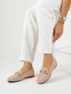 Dámske semišové mokasíny s kovovou prackou ružové FashionStreet ZY1361