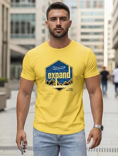 Pánske bavlnené tričko s potlačou EXPAND žltá FashionStreet NX5004R