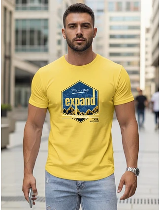 Pánske bavlnené tričko s potlačou EXPAND žltá FashionStreet NX5004R Pánske bavlnené tričko s potlačou EXPAND žltá FashionStreet NX5004R