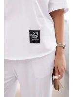 Súprava bavlnená blúzka + nohavice biela