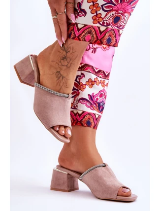Semišové papuče na vysokom podpätku S.Barski KV-612-2 Beige Semišové papuče na vysokom podpätku S.Barski KV-612-2 Beige
