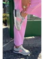 Zamszowe Sneakersy Damskie Big Star RR274243 HI-POLY SYSTEM Szaro-Różowe