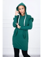 Šaty s ozdobnými volánikmi a kapucňou zelenej farby