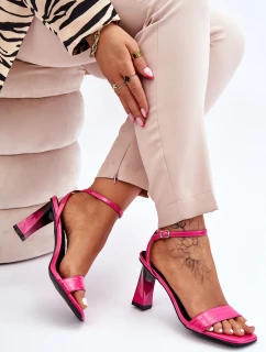 Lakierowane Sandały Na Obcasie Fuksja Owen