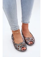 Ażurowe Baleriny Z Odkrytymi Palcami Srebrne Calgis