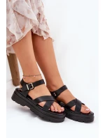 Sandały Damskie Na Platformie Z Eko Skóry Czarne Gevinniser