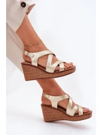 Sandały Damskie Na Koturnie Sergio Leone SK223 Złote