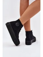 Dámske plátenné tenisky na platforme Big Star - čierne