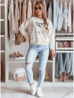 Dámska nadrozmerná mikina s potlačou GOOSHY ecru FashionStreet BY1427 Dámska nadrozmerná mikina s potlačou GOOSHY ecru FashionStreet BY1427