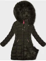 Dámska zimná bunda s kapucňou khaki (2M-21013)
