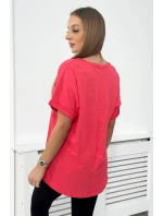 Bavlnená blúzka s vreckom malinová
