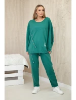 Bavlnená tepláková súprava Oversize + nohavice zelená