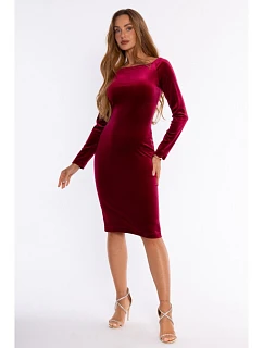 M934  Velvet sheath dress - maroon