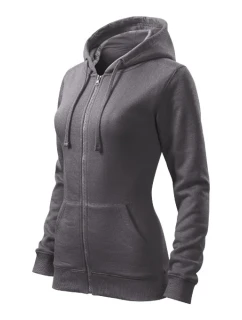 Trendy mikina na zips Dámska oceľovo šedá