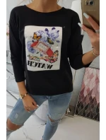 Blúzka s grafikou 3D Watch čierna