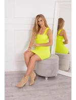 Žlté neónové šaty bez ramienok