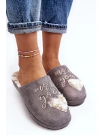 Błyszczące Kapcie Damskie Szare Geraja