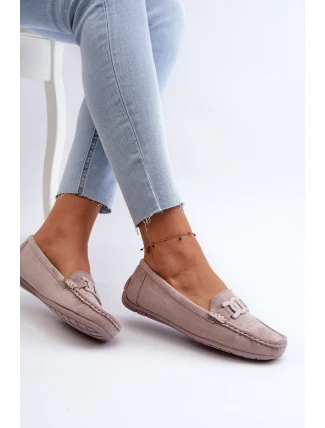 Damskie Modne Zamszowe Mokasyny Fioletowe Rabell