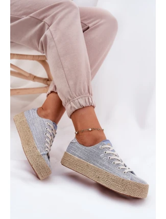 Trampki Damskie Na Platformie Z Plecionką Lee Cooper LCW-25-02-3283 Niebieskie