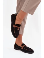 Mokasyny Loafersy Damské Z Eko Semiš Černé Darwen