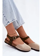 Dámske semišové kožené sandále s uzavretou špičkou Maciejka H7365-04 beige