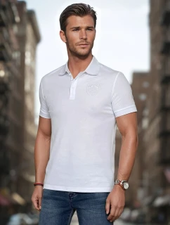 Pánske polo tričko s nášivkou biele FashionStreet PX0627